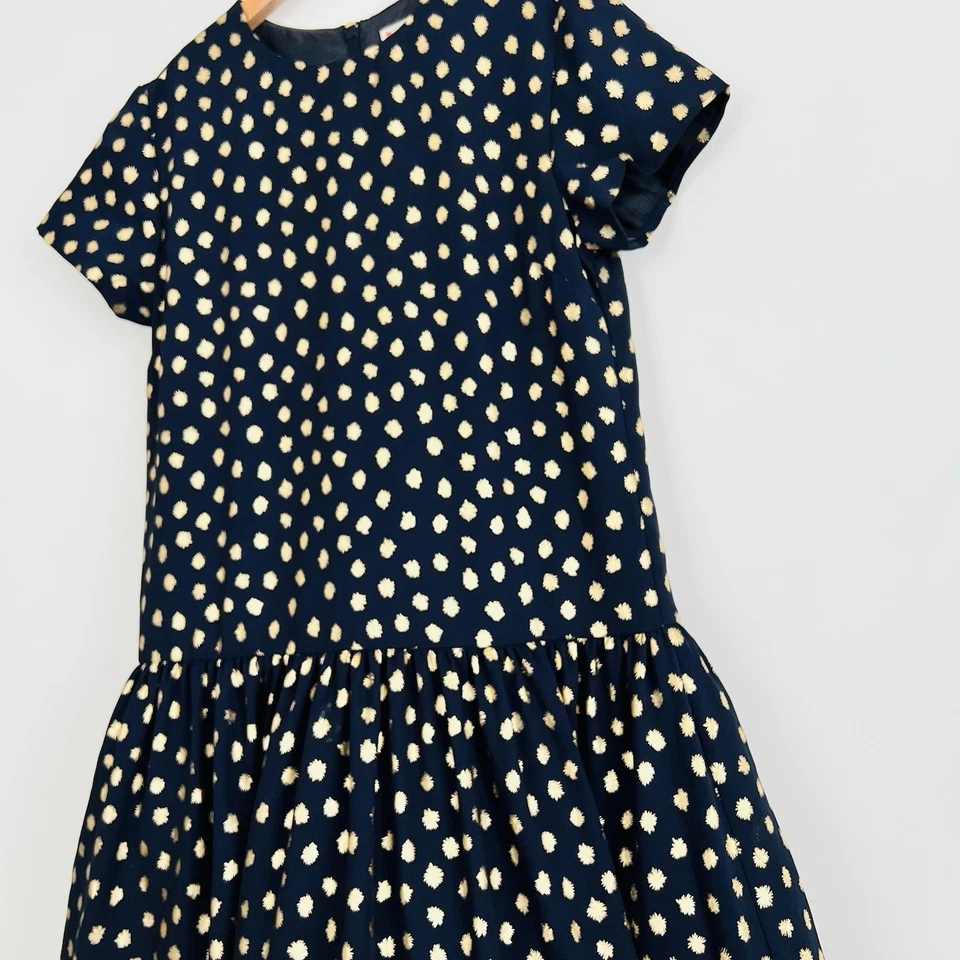 J. Vestido Crewcuts Lunares Dorados Niñas 12 Azul Marino Fiesta  Foto 3 de 4