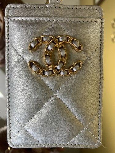 SOLD OUT RARE AUTHENTIC CHANEL WOC CROSSBODY CREDIT CARD SILVER W 2 Tone Chain