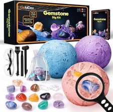 Mega Gemstones Dig Kit - Dig Up 15 Real Gems and Crystals, Geology Educational E