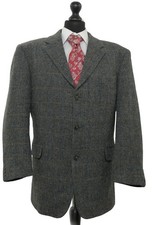 Harris Tweed Herren Sakko Jackett 56 grau kariert Einreiher 3-Knopf wie Neu