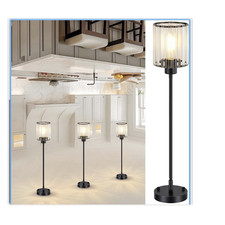Matte Black Pendant Light Clear Crystal Shade Hardwired E26 110-120V UL