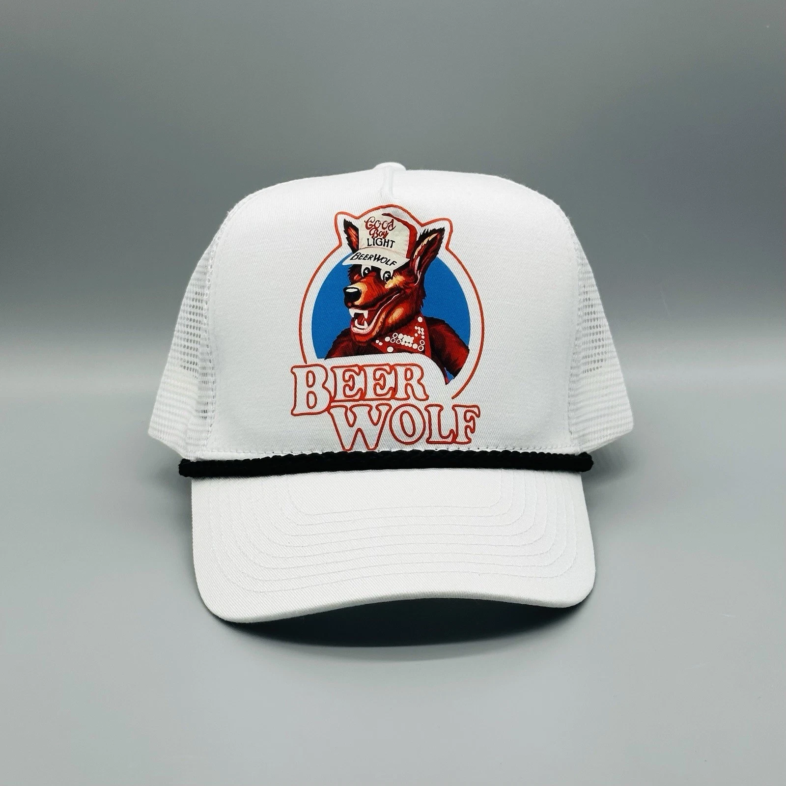 Beer Wolf Trucker Hat Retro SnapBack Cap Coors Light 80s