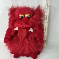 Gloorbs Furbles Vintage Red Monster Hand Puppet GLOW IN DARK EYES