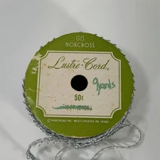 Norcross Vintage  Silver   Ribbon  Glamour Trim  9 Yards Lustre-cord. USA