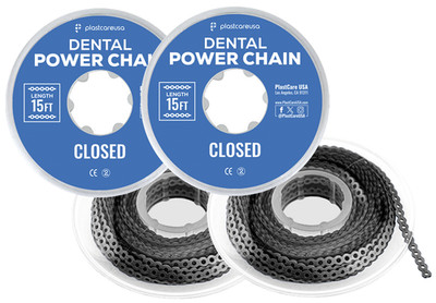 2 Black Closed Dental Orthodontic Power Chain   15ft Elastic Ligature for Braces