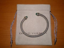 David YURMAN 925 Sterling Silver & 14 kt Gold MALACHITE Cable Bracelet ~ 29.7 gr