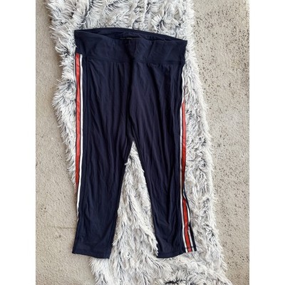Tory Burch Sport 7/8 Cropped Leggings Kids Side Stripe EUC Size Large