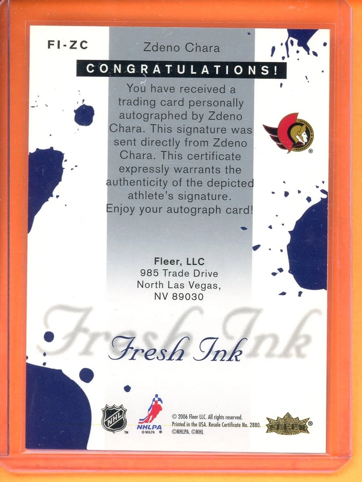 Tinta fresca automática Zdeno Chara 2005-06 Ultra #FI-ZC Foto 2 de 2