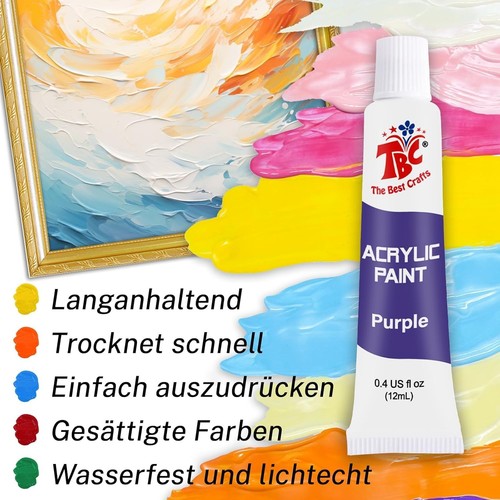 TBC Colori Acrilici Set, 24 Colori Set Colore Acrilico(12 ml/tubo), Colori Acril - Foto 4 di 6