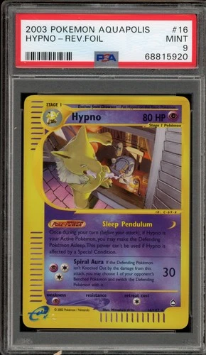 Pokemon Hypno Aquapolis Reverse Holo Rare #16 PSA 9 Mint