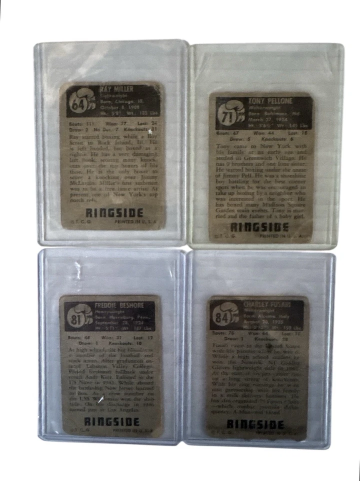 1951 Topps Ringside Vintage Lot 4 Boxing Cards Miller-Pellone-Beshore-Fusari 🥊 - Image 2 of 4
