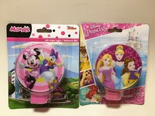 Lot Of 2 Disney Princess  Minnie Plug In Night Light-Pink. NEW In Package