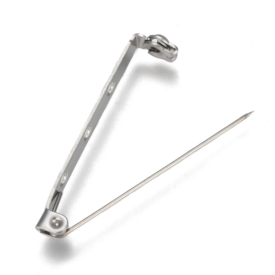 50x Pasadores de barra trasera de acero inoxidable con broche de agujero juegos de fornituras artesanías 40x5x7 mm Foto 2 de 3