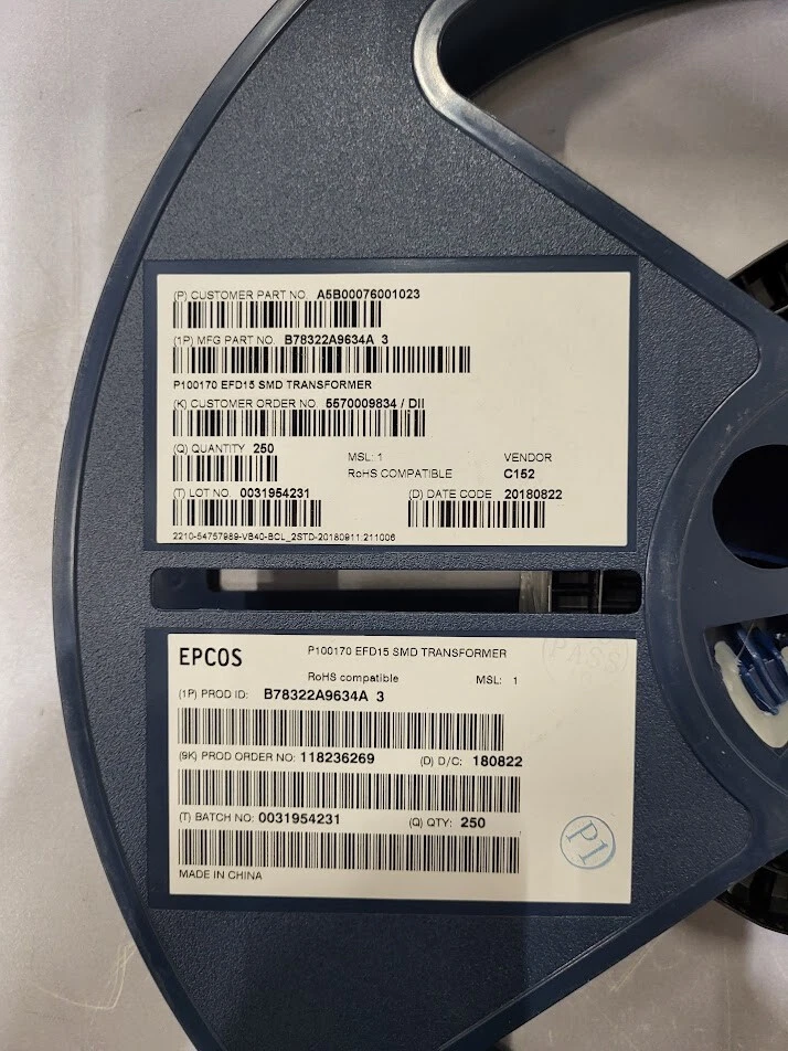 EPCOS B78322A9634A3 SMD Transformer - Qty 12, No Packaging - Image 3 of 4