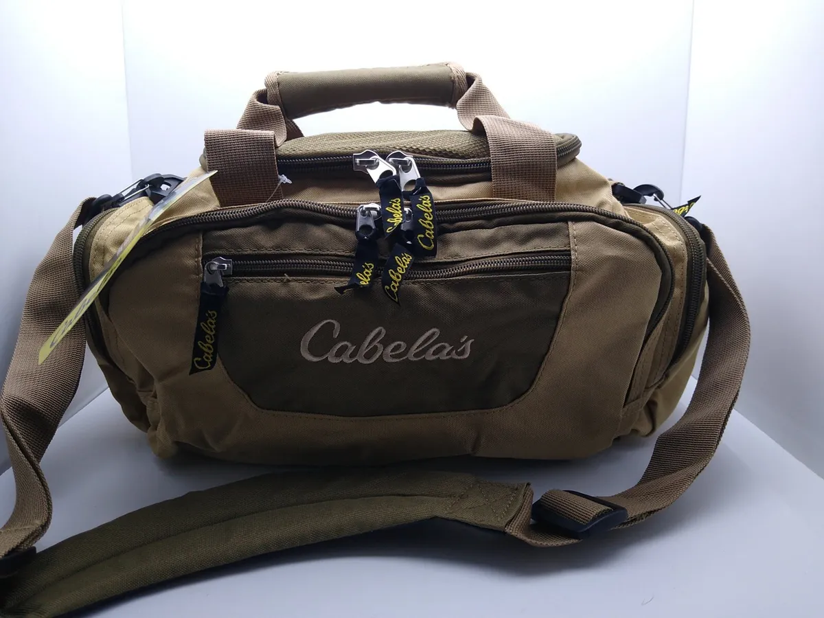 NEW! Cabelas Catch All Gear Bag Weather Resistant Tan 6 Pocket 16x10x8