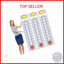 3 Pcs Fundraising Thermometer Goal Charts 11 x 46.5 Dry Erase Goal Trackers