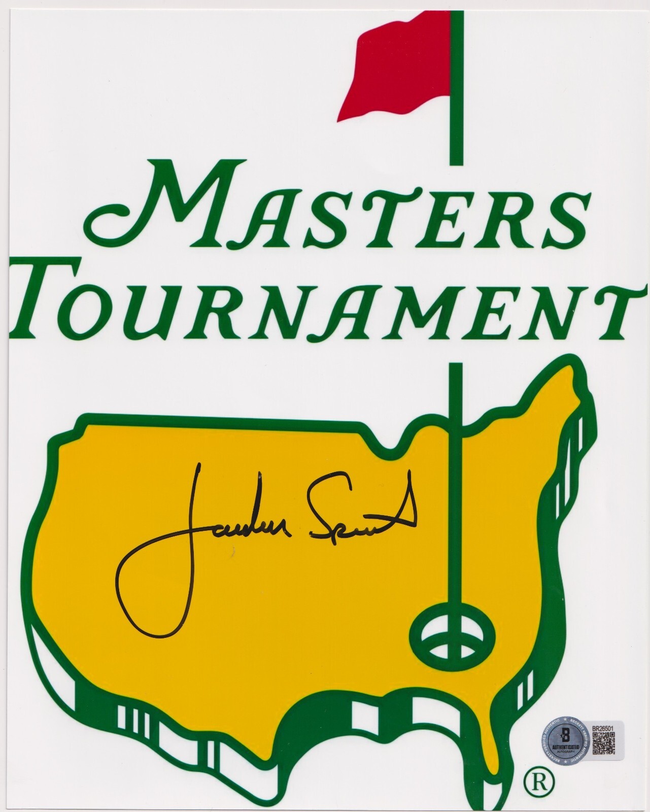 Jordan Spieth Autographed Signed AUTO 8X10 MASTERS Photo Augusta National Beckett BAS COA 