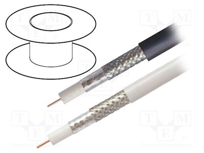 5m Wire: coaxial  H126,RG6  white  1x75Ω    Cu  CPR: Dca  solid Koaxialkabel 