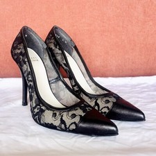 Stuart Weitzman 100mm Floral Lace Leather Pumps in Black EU35/US5 MSRP 575