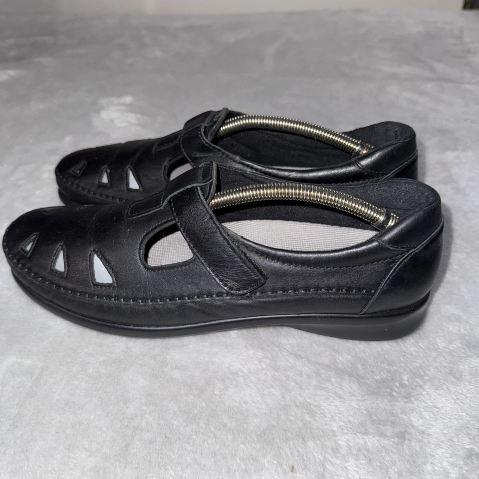 Zapatos mocasines SAS Tripad Comfort Roamer de cuero negro con correa en T para mujer EE. UU. 9,5 Foto 2 de 4