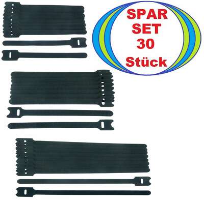 30x Cable Tape ECO MIXED Black Cable Hook and Loop Cable Ties Hook and Loop Ties