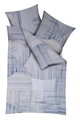 Kaeppel Mako-Satin Bettwäsche Set Grau 2 teilig 135x200cm geometrischer Muster