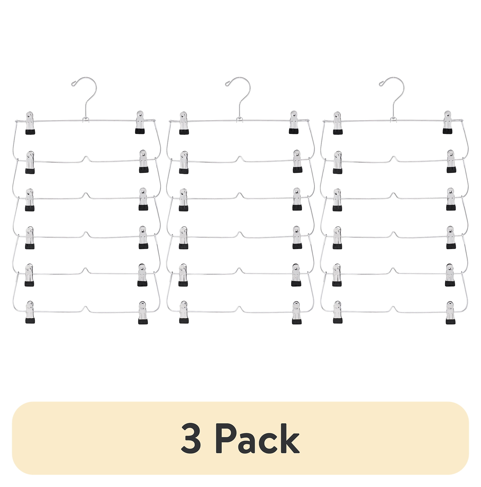 (3 Pack) 6-Tier Heavy Duty Chrome Metal Pant & Skirt Hanger