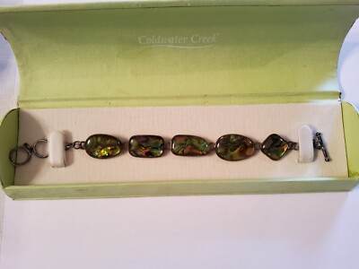 Coldwater Creek Sterling Silber/Abalone Knebelverschluss Armband in orig Box/Hülle
