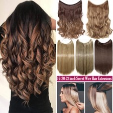 16-24"Real Natural as Human Healthy Elastic Long Invisible Wire Hair Extentions