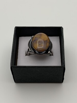 Vtg Lg(.75 x.5 )Handcrafted. 925 JM Stamped6.4g Natural Stone Masaniello RingV40
