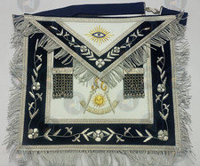 Masonic Regalia Lodge Past Master Apron with Golden-Silver Bullion Chain Tassels