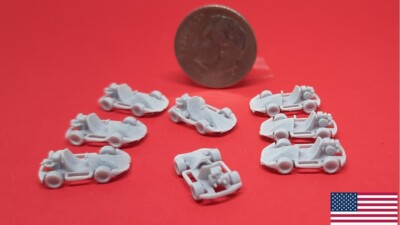 N Scale 1/160 8 Go Karts finely detailed, 3d resin printed, unpainted gray