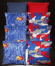 8 CORNHOLE BEANBAGS made w University of KANSAS JAYHAWKS Camo Fabric
