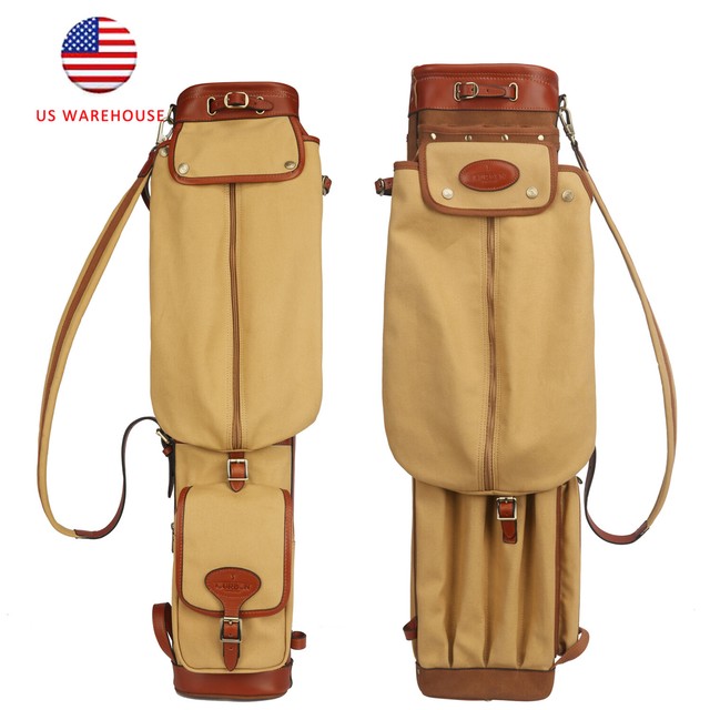 Tourbon Vintage Canvas Golf Stand Carry Bag Sunday Golf Bag Travel Case Cover US eBay