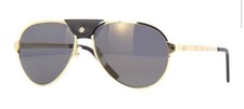 NEW Cartier Aviator Santos Sunglasses CT0034S Leather  Gold Frame Brown Lens 