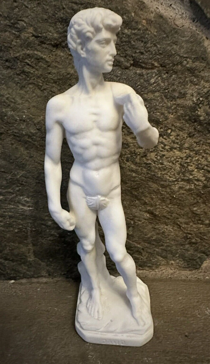 Statue David De Michel-Ange Par A. Santini - Fabriquée En Italie, Milieu XXe Siècle