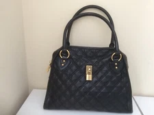 Marc Jacobs Satchel Black Quilted Leather w/Lock Accent