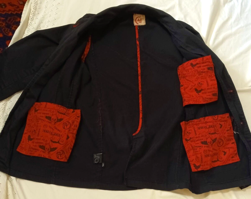 CHOR GRUNGE DARK ACADEMIA Black Striped Blazer Jacket Elbow Patch Men's Size L - Picture 6 of 20