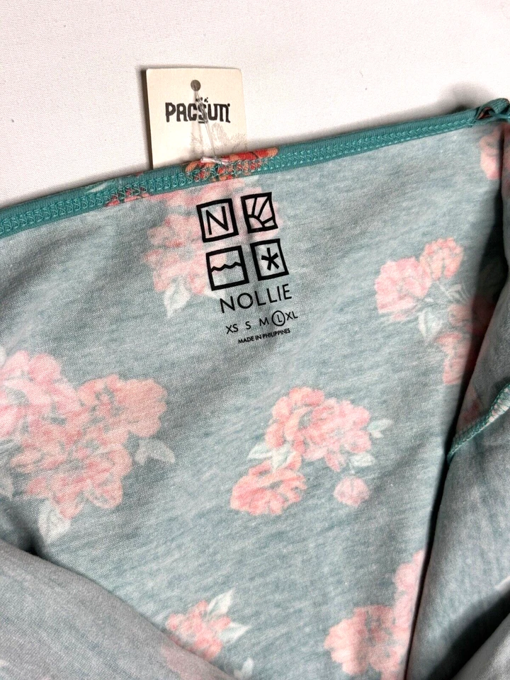 Camiseta sin mangas Pacsun Nollie Cami L Turquesa Coral Floral Correas de espagueti ajustables Foto 4 de 4