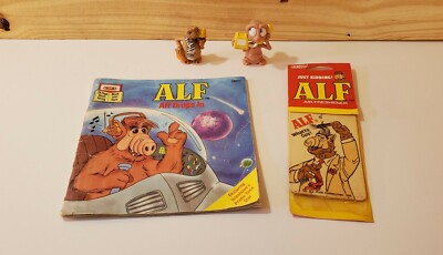 Alf & E.T. 4 Piece Lot Two E.T. Figurines One Alf Air Freshener One Alf Book