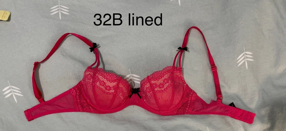 5 Винтажный 32B / 32C с подкладкой бюстгальтер Betsey Johnson лот кружева розовый, желтый и белый - Изображение 2 из 4