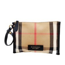 Original Burberry Brown Canvas Wristlet Pouch
