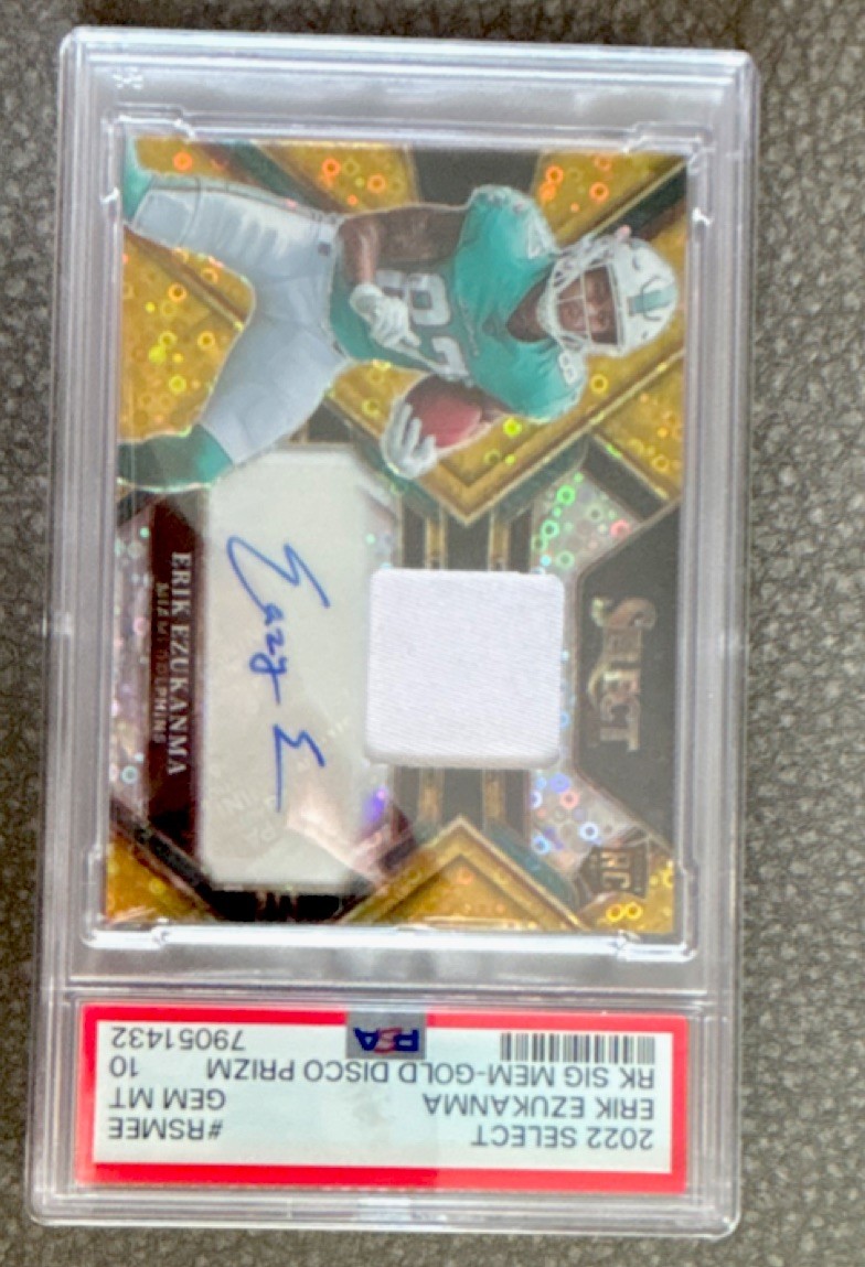 2022 Select Gold Disco Prizm PSA 10 Erik Ezukanma /10 Miami Dolphins POP 1