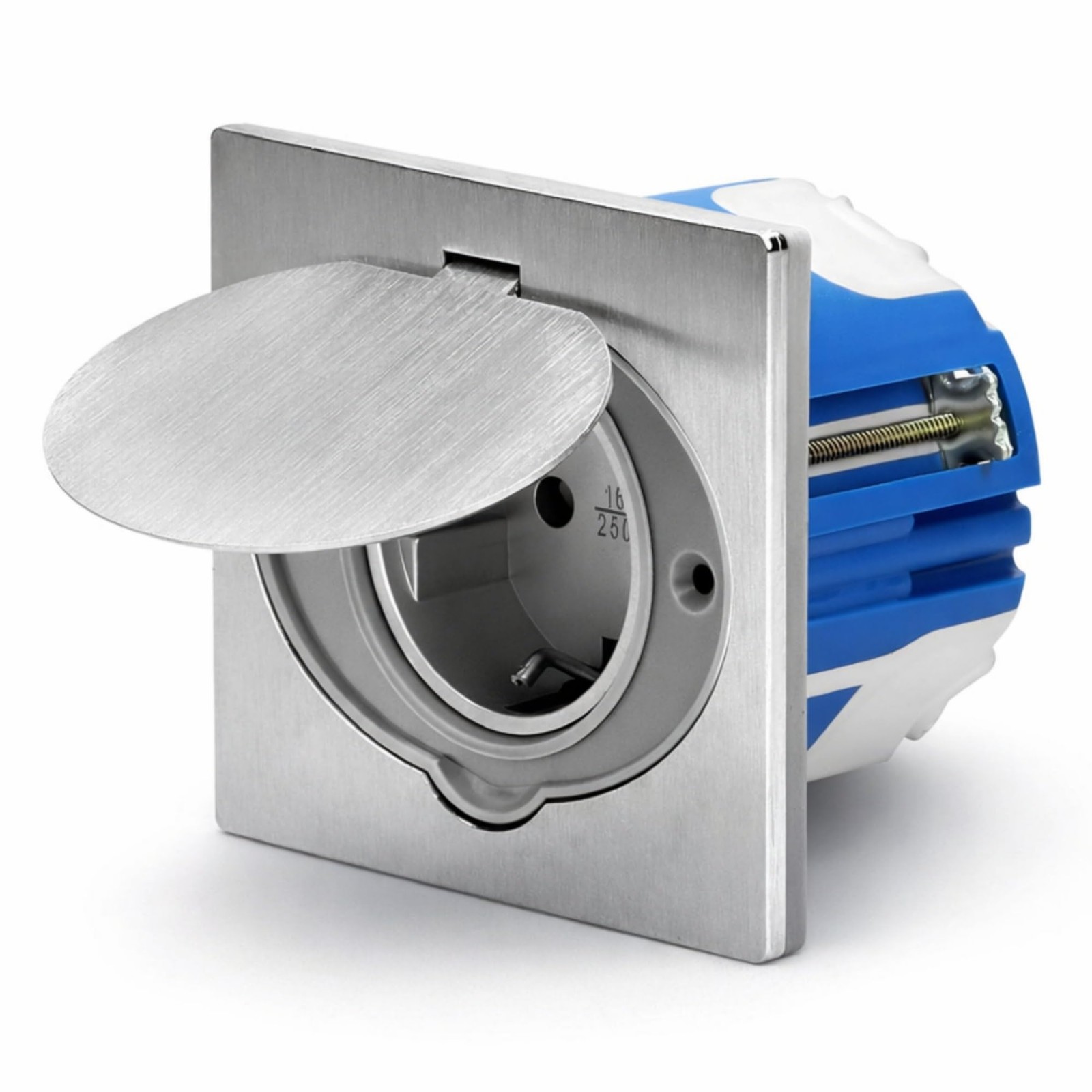 Prises encastrées acier inoxydable IP44 femelle grise terre encastrable clapet extérieur
