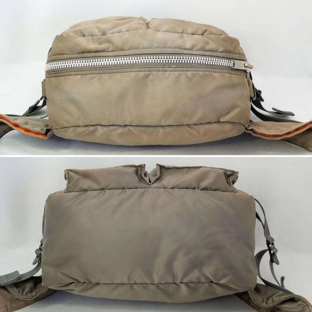 PORTER Yoshida TANKER Body Bag Gürteltasche Grün Nylon Orange Futter Japan