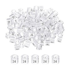 100 x Colored Clothes Hangers Markers Sizer Number 24, Trasnsparent 
