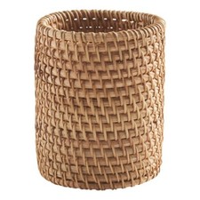 Natural Rattan Toothbrush Holder Eco-friendly Tropical Flair Adults Decor New