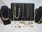 Vtg Now Gold Mixed Bulk Costume Jewelry Lot Necklaces Bracelets Earrings  #1039