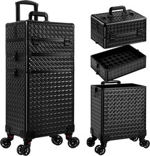 Rolling Makeup Case 3 in 1 Removable Make up Case Cosmetology Case on Wheels Lar
