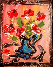 FLOWERS  Modern Abstract   Original Oil Painting  IMPRESSIONIST DRDUG823